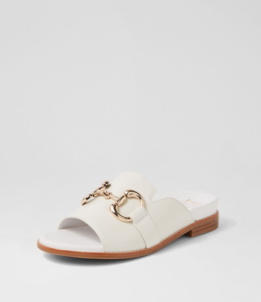 Shoes ZIERA | Jekkela W White Leather Slides