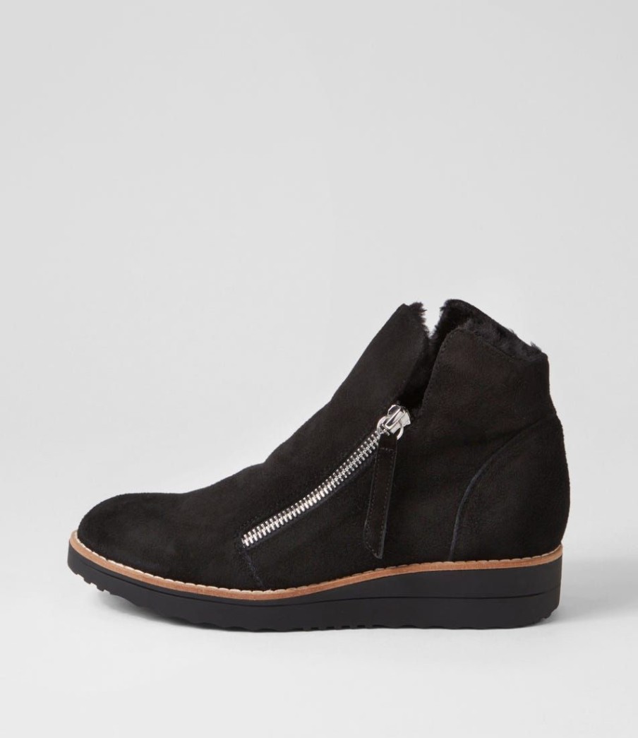 Shoes TOP END | Opal Black Suede Fur Ankle Boots