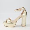 Shoes MOLLINI | Azurra Pale Gold Crinkle Leather Sandals