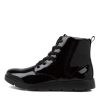 Shoes ZIERA | Manila W Black Patent Leather Lace Up Boots