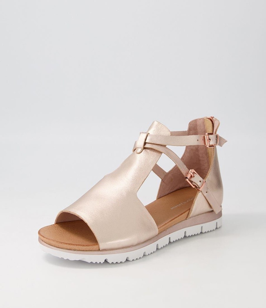 Shoes DJANGO & JULIETTE | Lakrisha Pale Rose Gold Leather Sandals