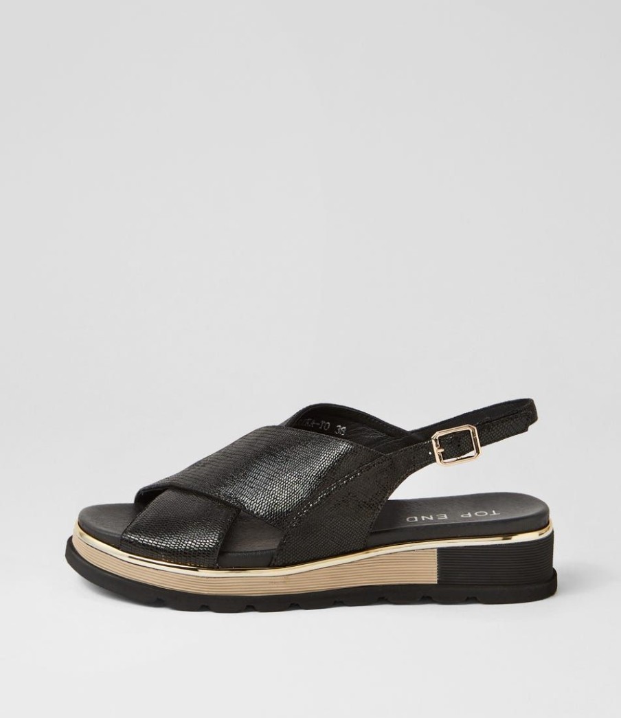 Shoes TOP END | Ulrika Black Lizard Leather Sandals