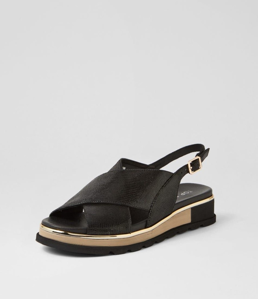 Shoes TOP END | Ulrika Black Lizard Leather Sandals