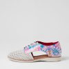 Shoes ROLLIE | Sidecut Punch White Pastel Floral Leather Lace Up Flats