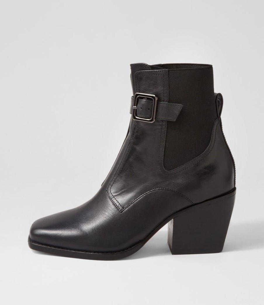 Shoes TOP END | Relsea Black Leather Elastic Chelsea Boots