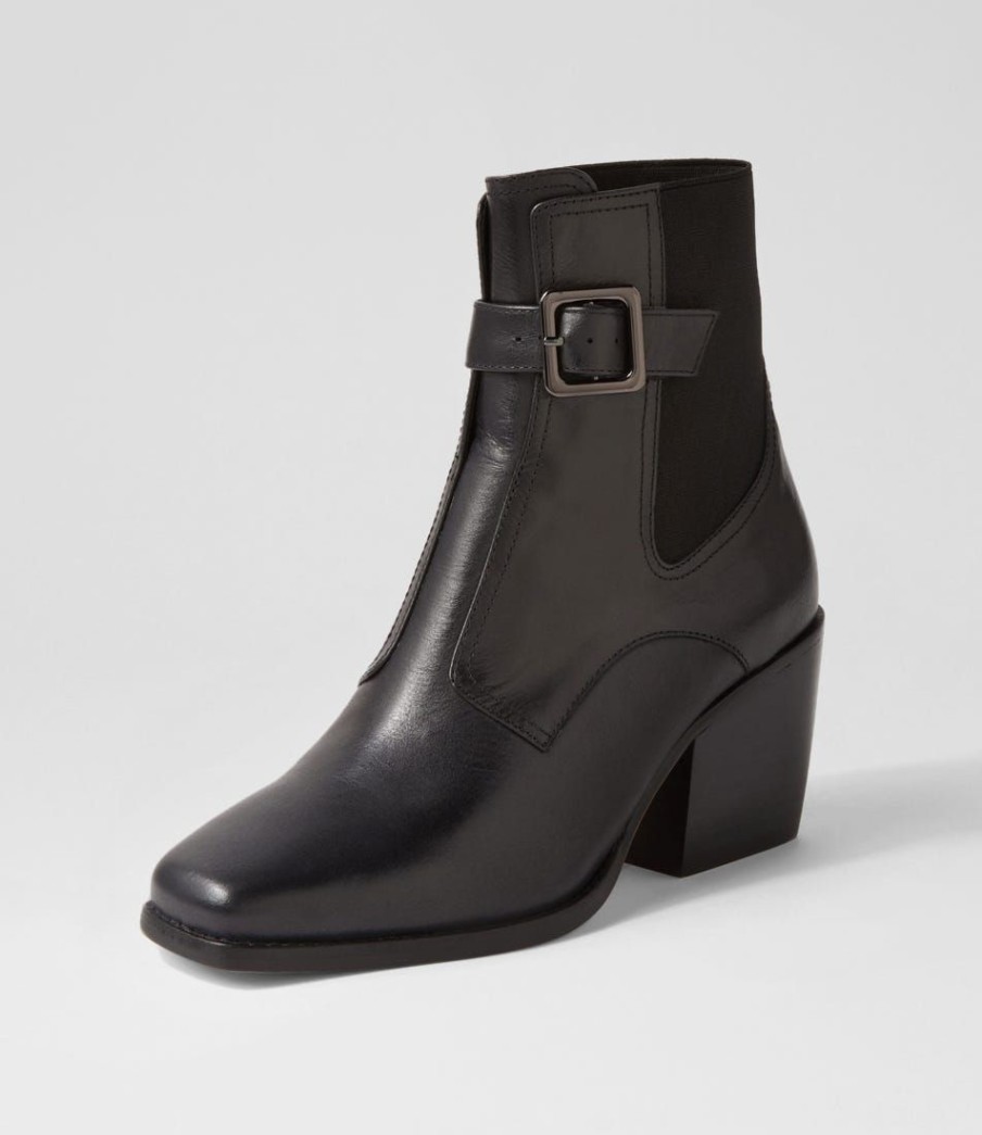 Shoes TOP END | Relsea Black Leather Elastic Chelsea Boots