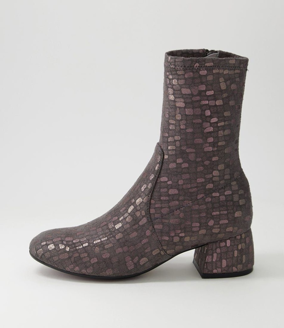 Shoes DJANGO & JULIETTE | Checkie Grey Sparks Stretch Microsuede Ankle Boots