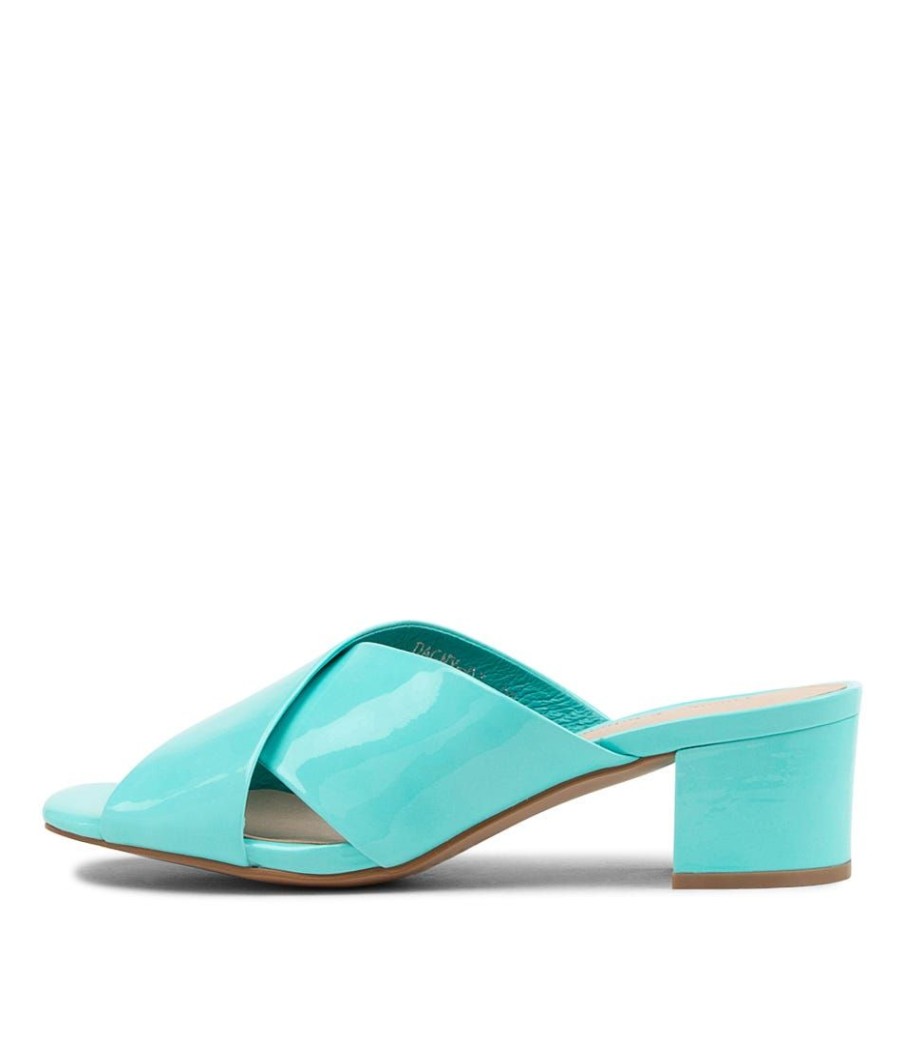 Shoes DJANGO & JULIETTE | Dagny Aqua Patent Leather Mules