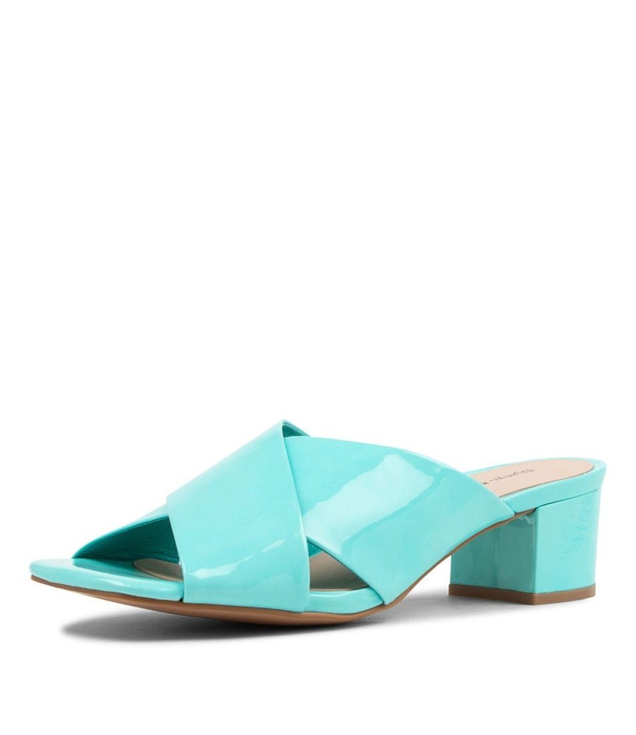 Shoes DJANGO & JULIETTE | Dagny Aqua Patent Leather Mules