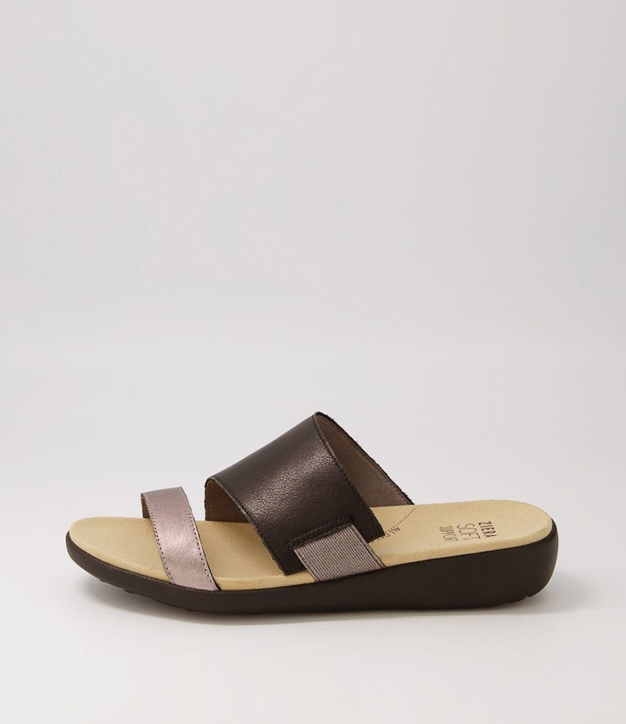 Shoes ZIERA | Uccoe W Pewter Black Leather Slides