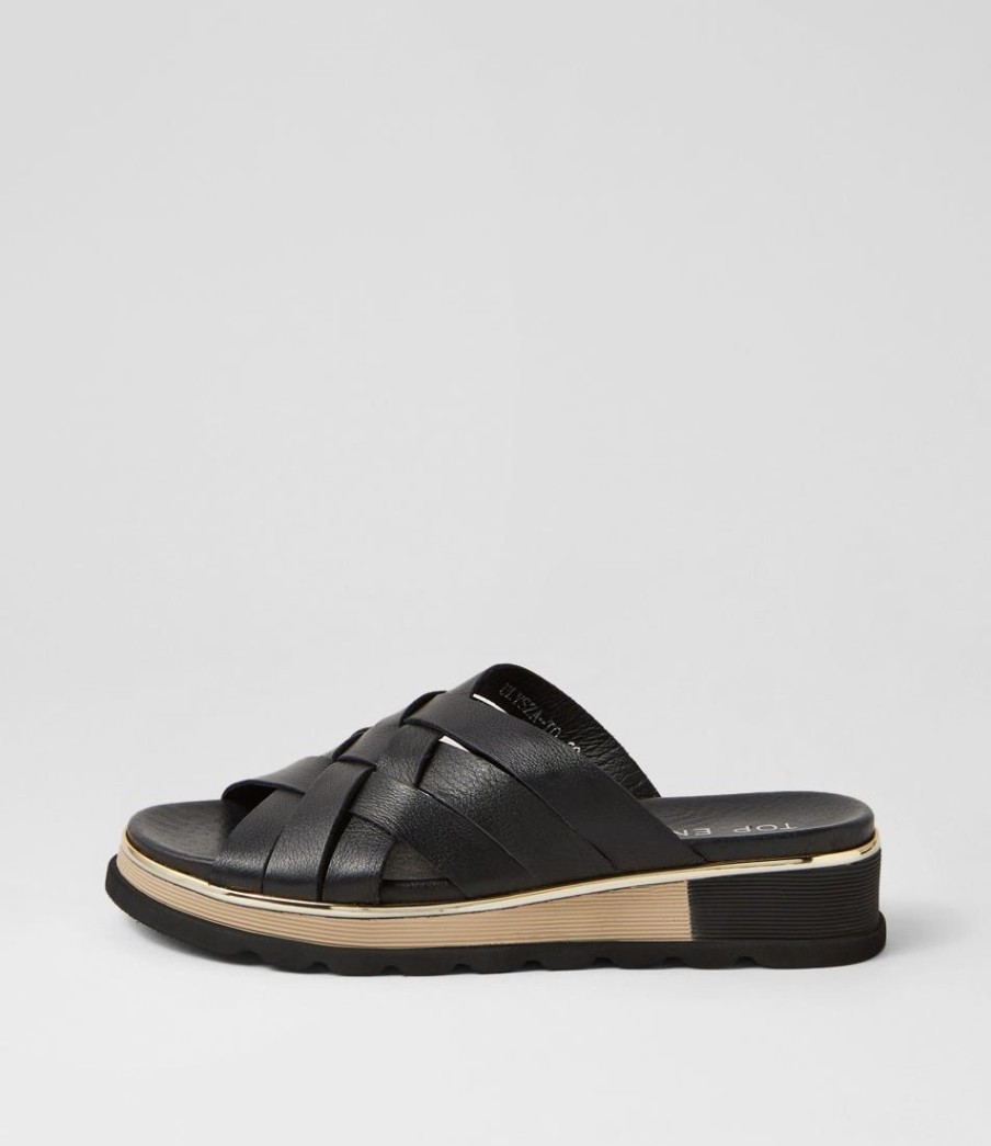 Shoes TOP END | Ulysza Black Leather Slides