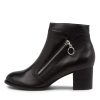 Shoes DJANGO & JULIETTE | Signe Black Leather Ankle Boots Black Heel