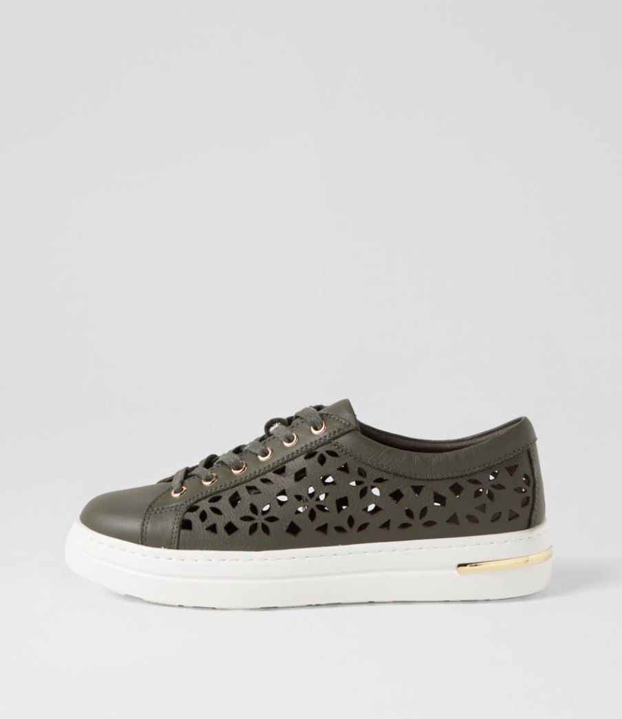 Shoes DJANGO & JULIETTE | Wim Olive White Leather Sneakers