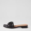 Shoes TOP END | Kuzil Black Synthetic Raffia Leather Slides