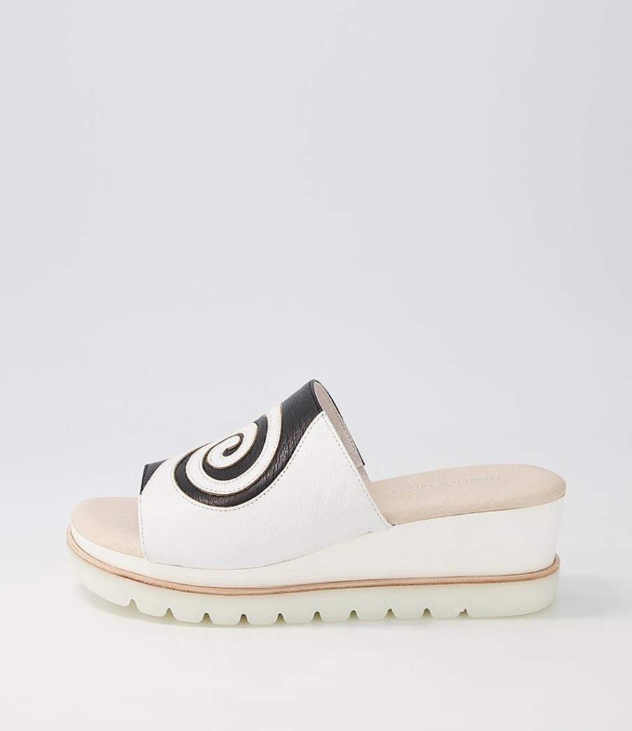 Shoes DJANGO & JULIETTE | Wadense White Black Leather Slides