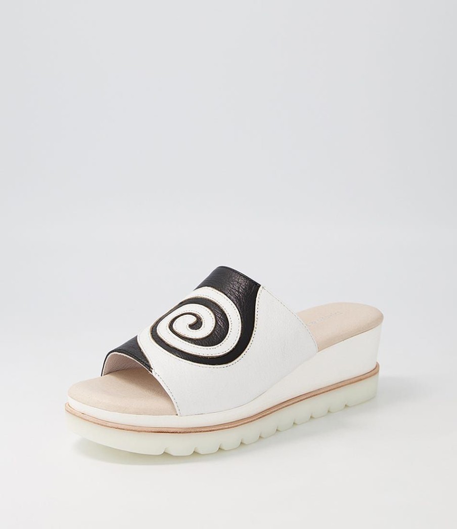 Shoes DJANGO & JULIETTE | Wadense White Black Leather Slides