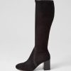 Shoes MOLLINI | Sari Black Stretch Microsuede Knee High Boots