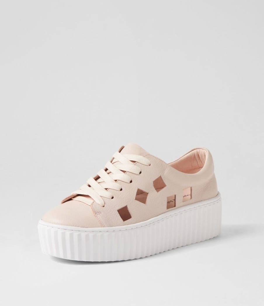 Shoes DJANGO & JULIETTE | Ulyse Pale Pink White Leather Sneakers