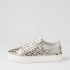 Shoes DJANGO & JULIETTE | Flynng Silver Crackle White Leather Sneakers