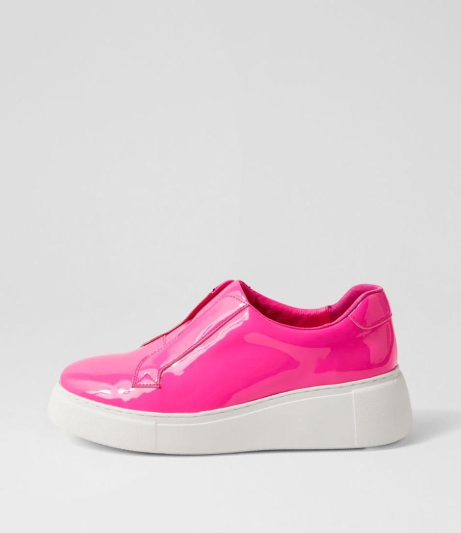 Shoes DJANGO & JULIETTE | Yiara Hot Pink White Patent Leather Sneakers