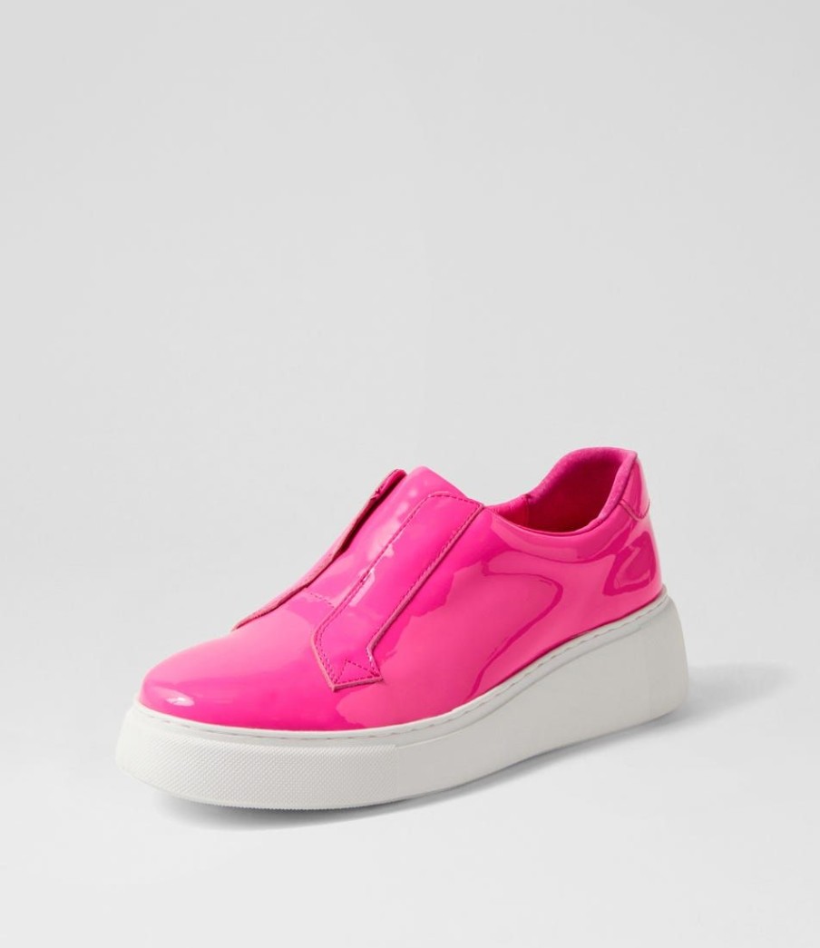 Shoes DJANGO & JULIETTE | Yiara Hot Pink White Patent Leather Sneakers