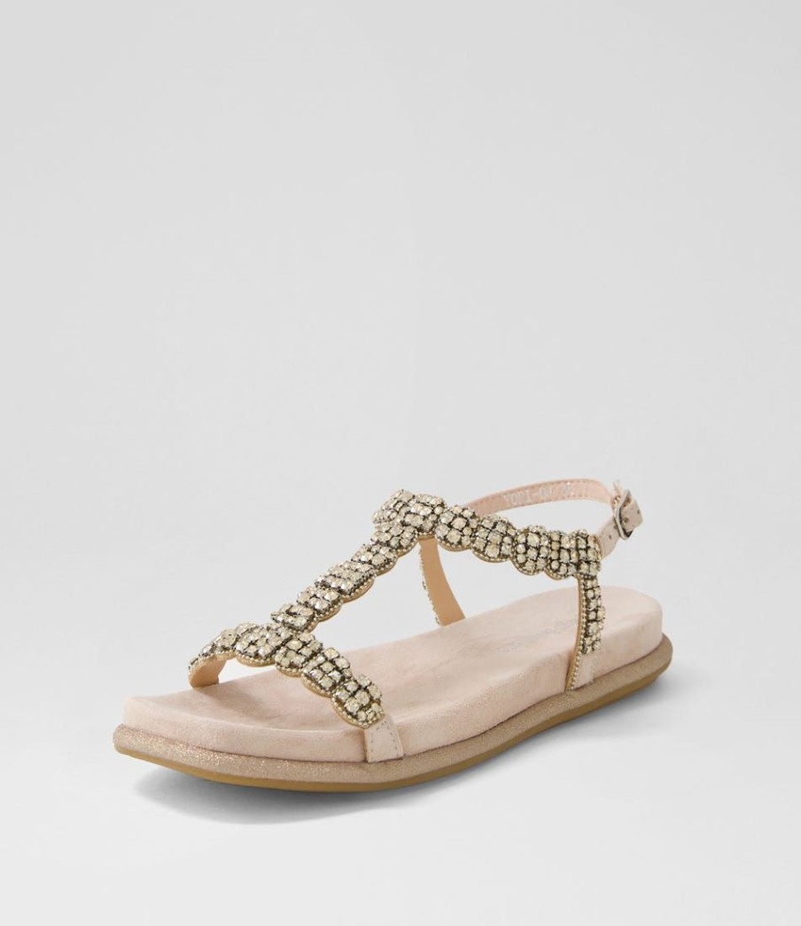 Shoes DJANGO & JULIETTE | Yori Nude Suede Jewels Sandals