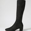 Shoes DJANGO & JULIETTE | Hayleys Black Sparkle Stretch Microsuede Knee High Boots