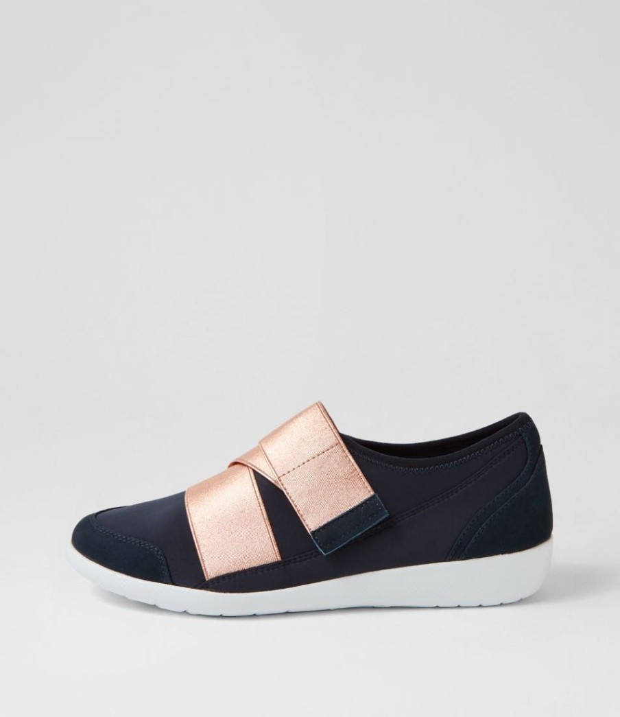 Shoes ZIERA | Urban Ff Navy Rose Gold Neoprene Sneakers