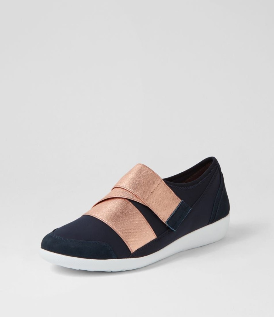 Shoes ZIERA | Urban Ff Navy Rose Gold Neoprene Sneakers