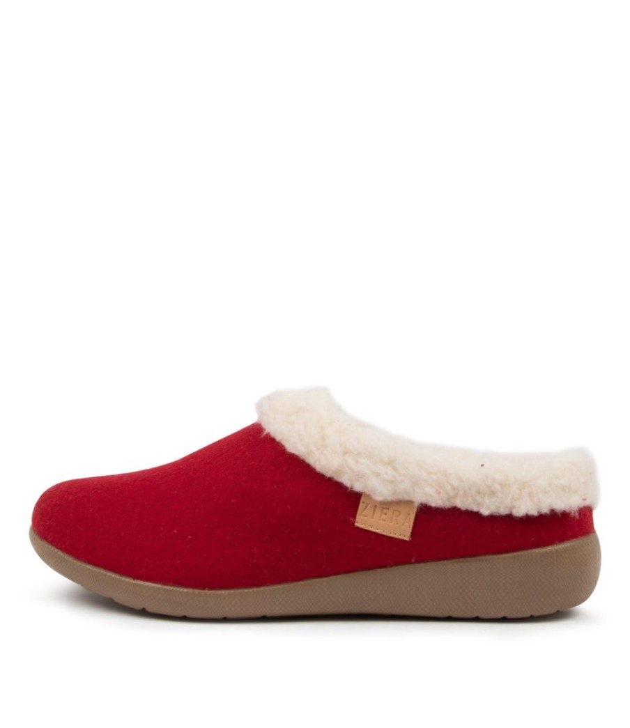 Shoes ZIERA | Fifi Xw Red Fabric Slippers