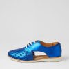 Shoes ROLLIE | Sidecut Punch Cobalt Sheen Leather Lace Up Flats