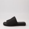 Shoes DJANGO & JULIETTE | Sameh Black Woven Syn Raffia Slides