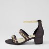 Shoes DJANGO & JULIETTE | Adina Black Shimmer Leather Sandals