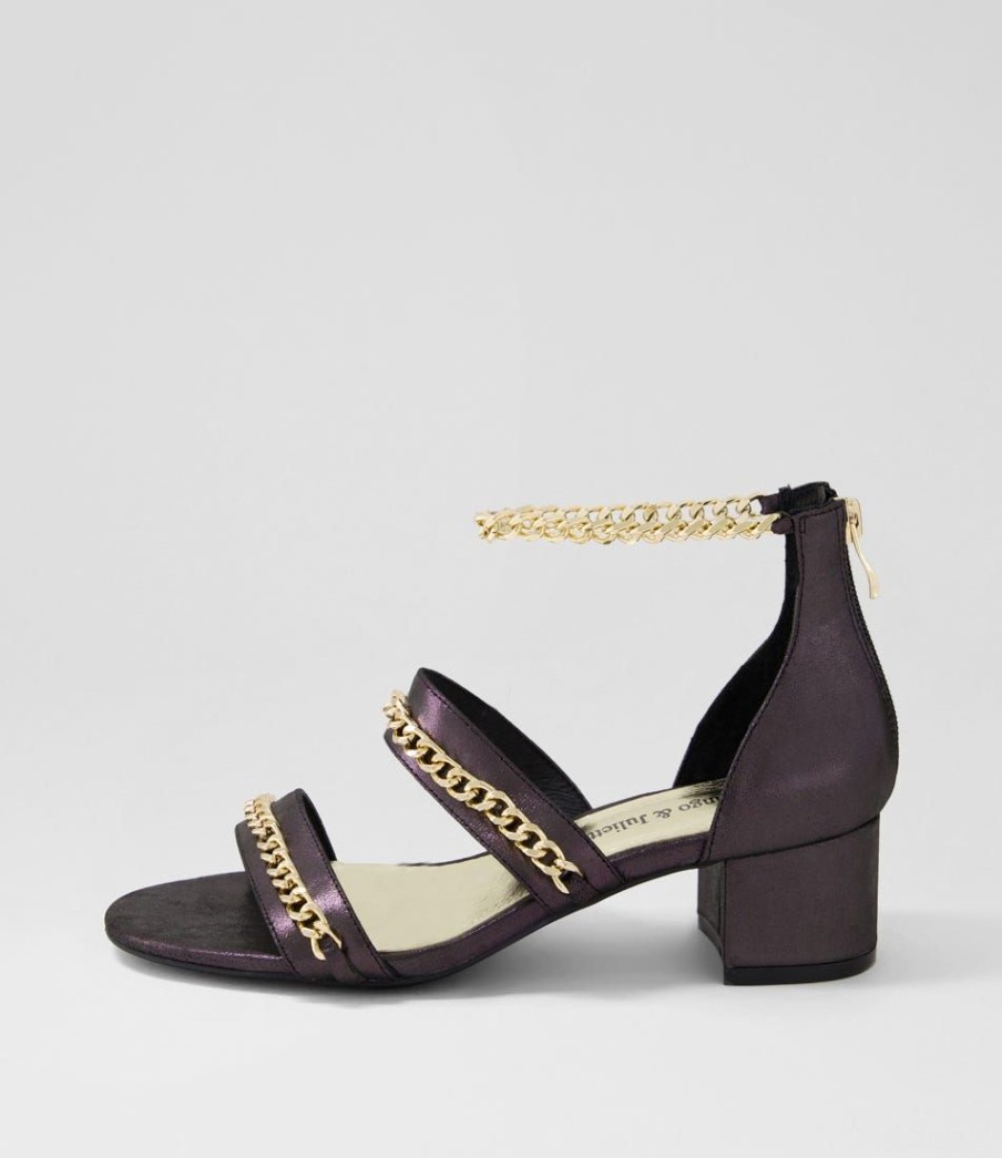 Shoes DJANGO & JULIETTE | Adina Black Shimmer Leather Sandals