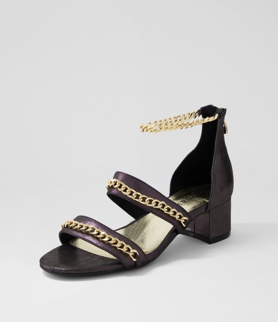 Shoes DJANGO & JULIETTE | Adina Black Shimmer Leather Sandals