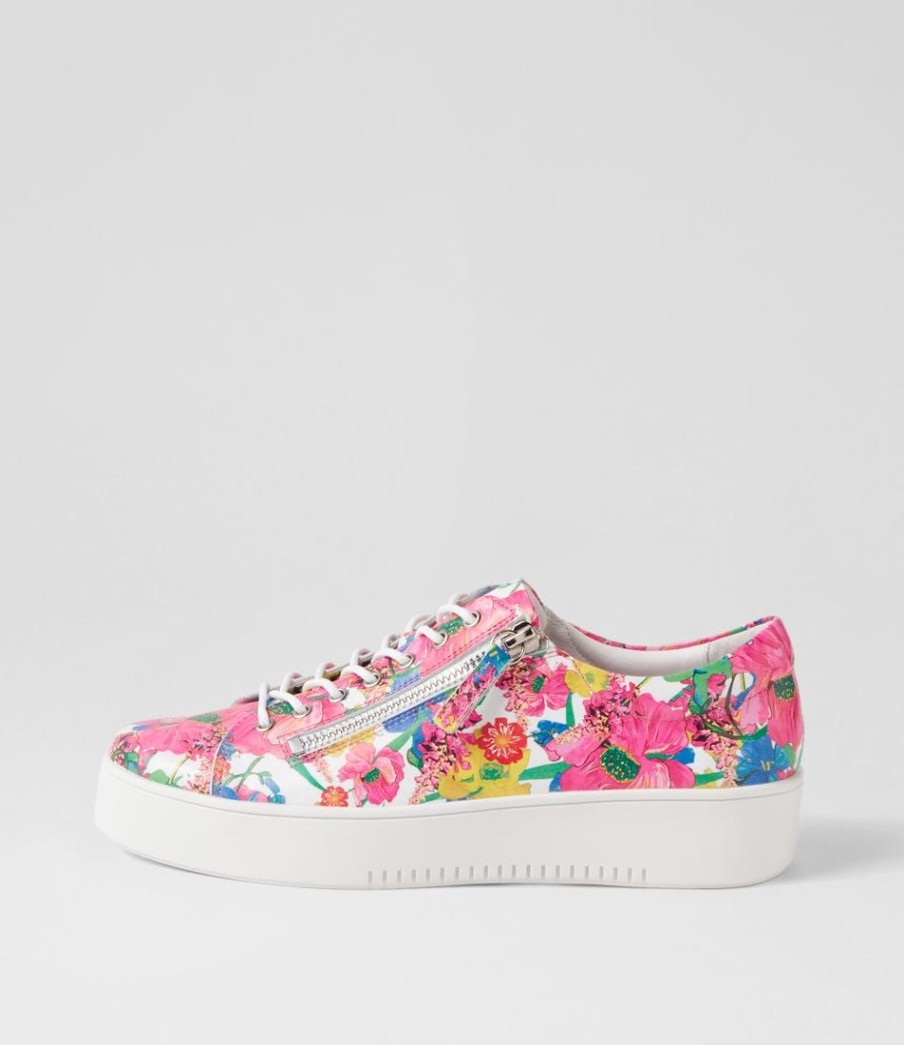 Shoes DJANGO & JULIETTE | Laila White Flowermania Leather Sneakers