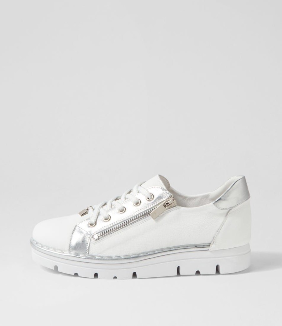 Shoes TOP END | Elos White Silver Leather Sneakers