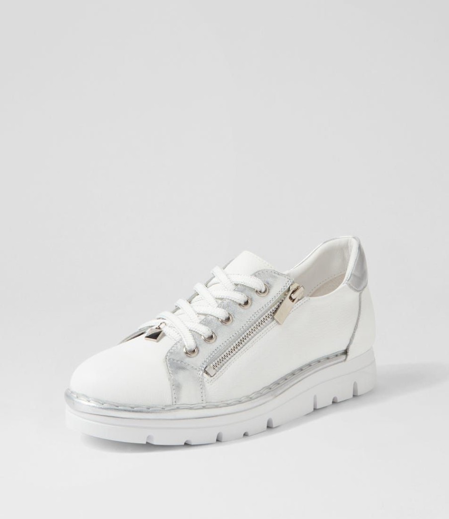 Shoes TOP END | Elos White Silver Leather Sneakers