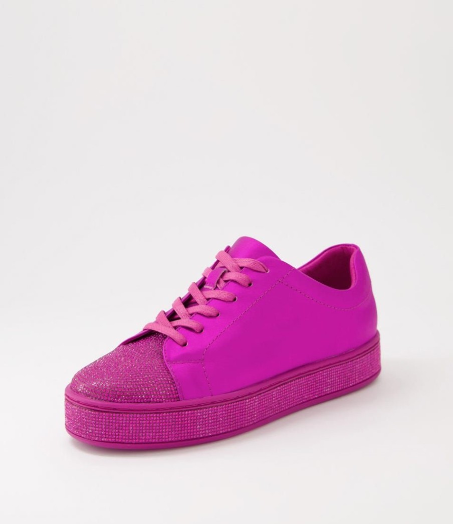 Shoes TOP END | Purity Fuschia Leather Jewels Lace Up Flats