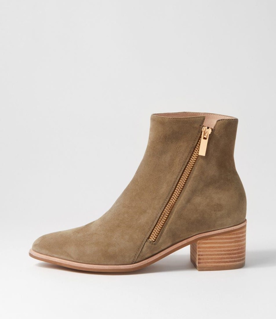 Shoes MOLLINI | Spayn Light Khaki Suede Ankle Boots