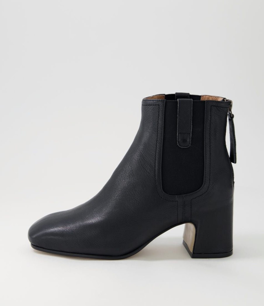 Shoes TOP END | Fether Black Leather Elastic Chelsea Boots