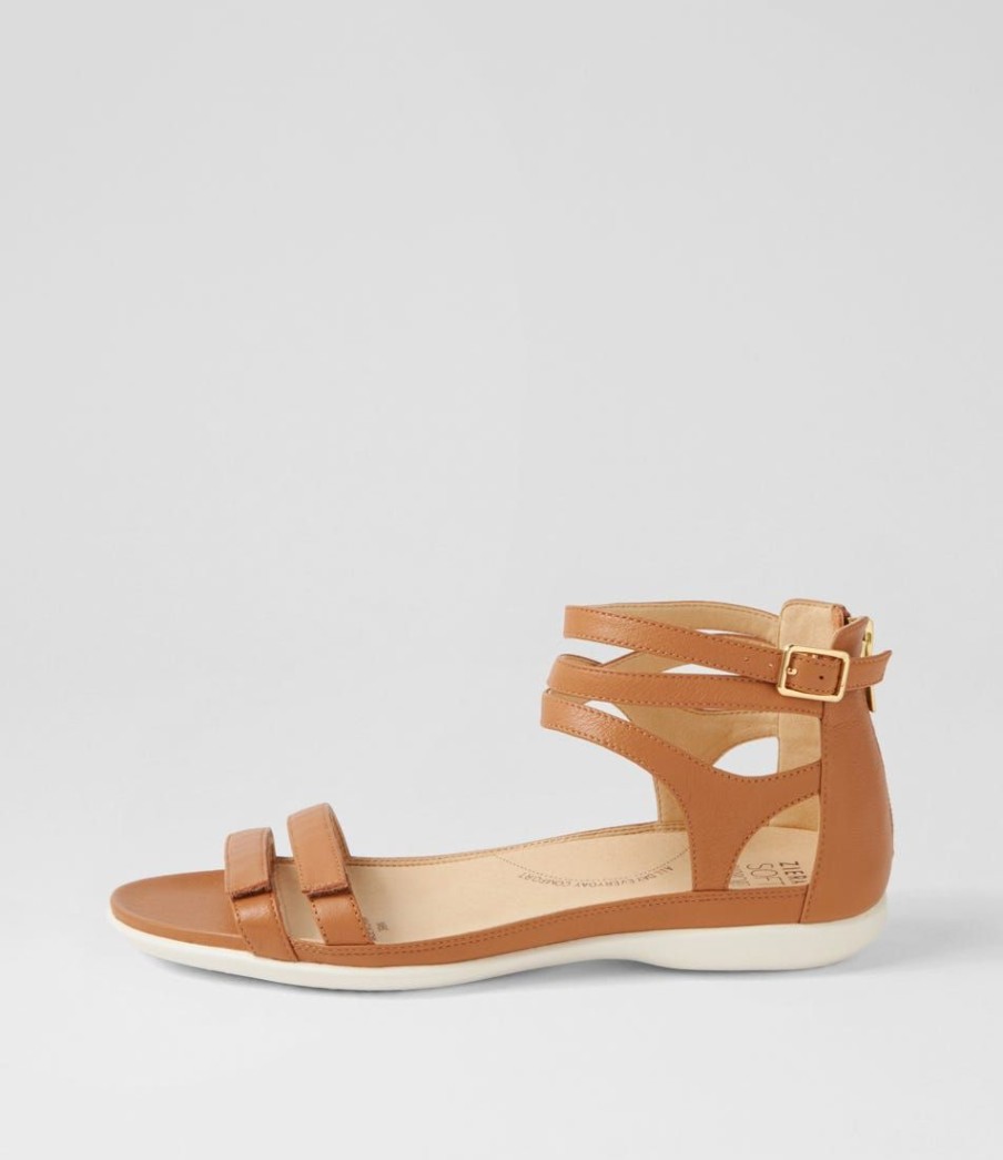 Shoes ZIERA | Bethie W Dark Tan Leather Sandals