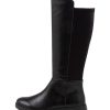 Shoes ZIERA | Monaka W Black Leather Stretch Knee High Boots