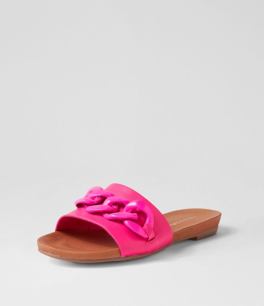 Shoes DJANGO & JULIETTE | Jacacias Hot Pink Leather Slides