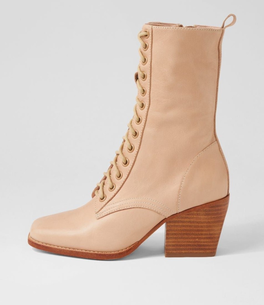 Shoes TOP END | Rhondah Latte Leather Lace Up Boots