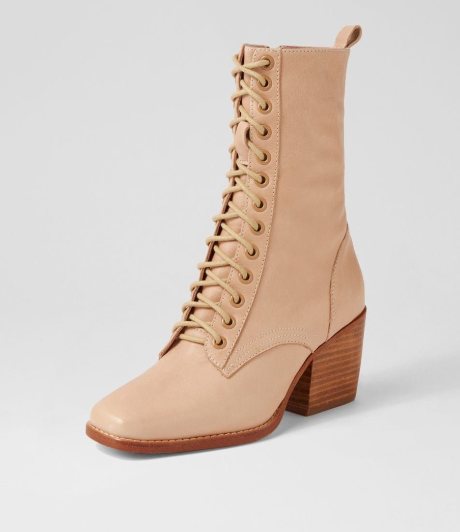 Shoes TOP END | Rhondah Latte Leather Lace Up Boots