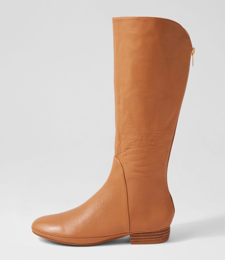 Shoes DIANA FERRARI | Rose Dark Tan Leather Knee High Flat Boots