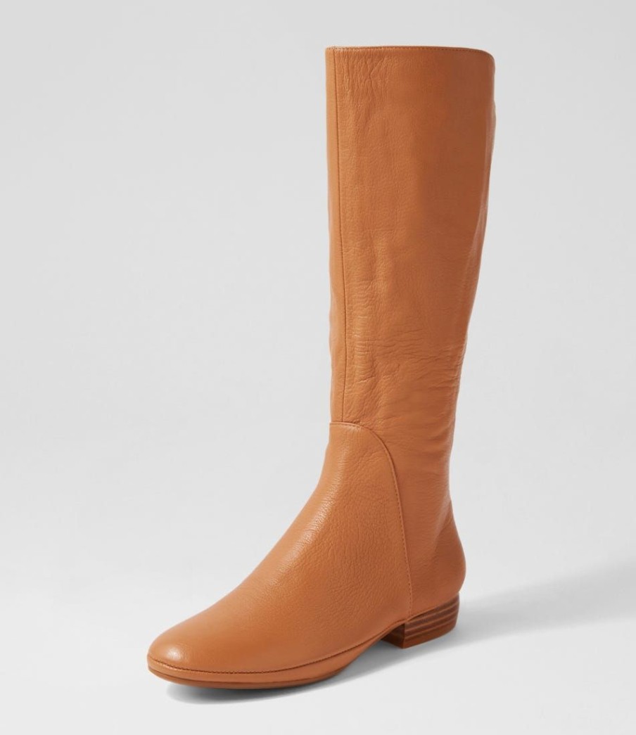 Shoes DIANA FERRARI | Rose Dark Tan Leather Knee High Flat Boots