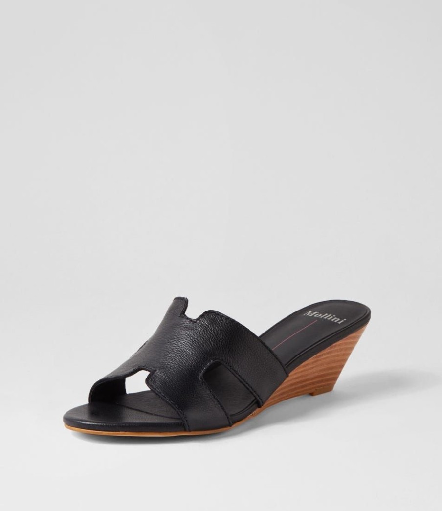 Shoes MOLLINI | Memmi Black Natural Heel Leather Mules