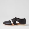 Shoes ROLLIE | Derby Cutout Black Leather Lace Up Flats